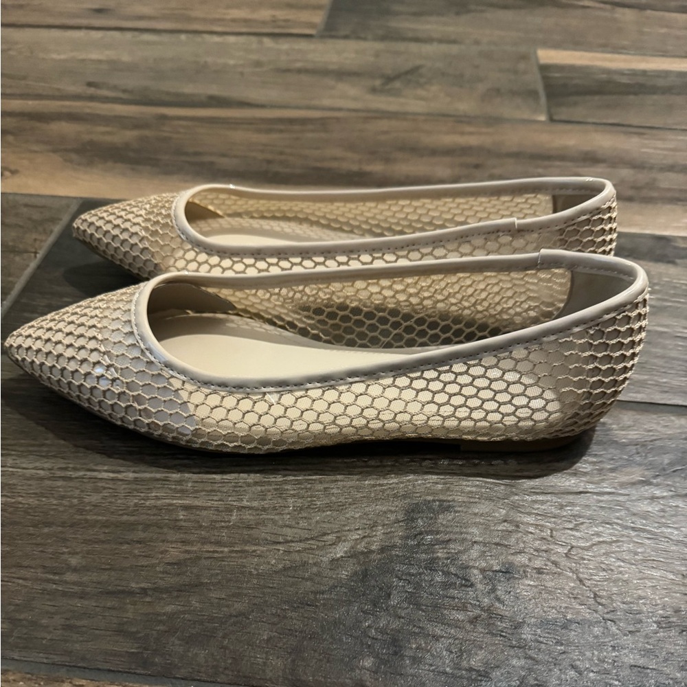 Marc Fisher Eldora Mesh Flat in Ivory Beige